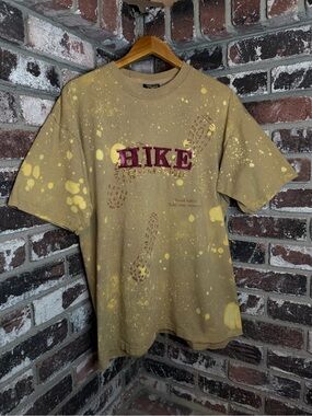 Vintage Soffee’s Hike Yellowstone Tread Lightly footprint bleach splatter tshirt